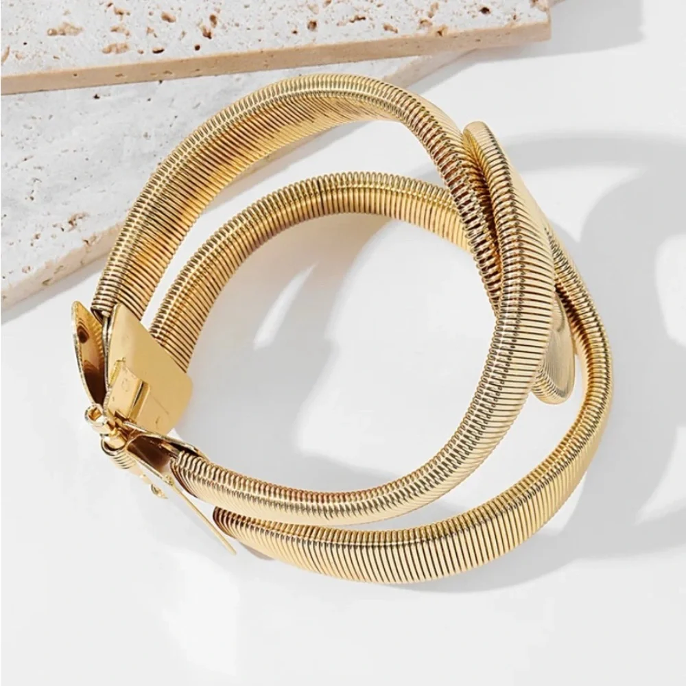 Fashion Designer Jewelry Elegent Alloy Wide Spring Cuff Bracelet Bangles - Picture 3 of 7